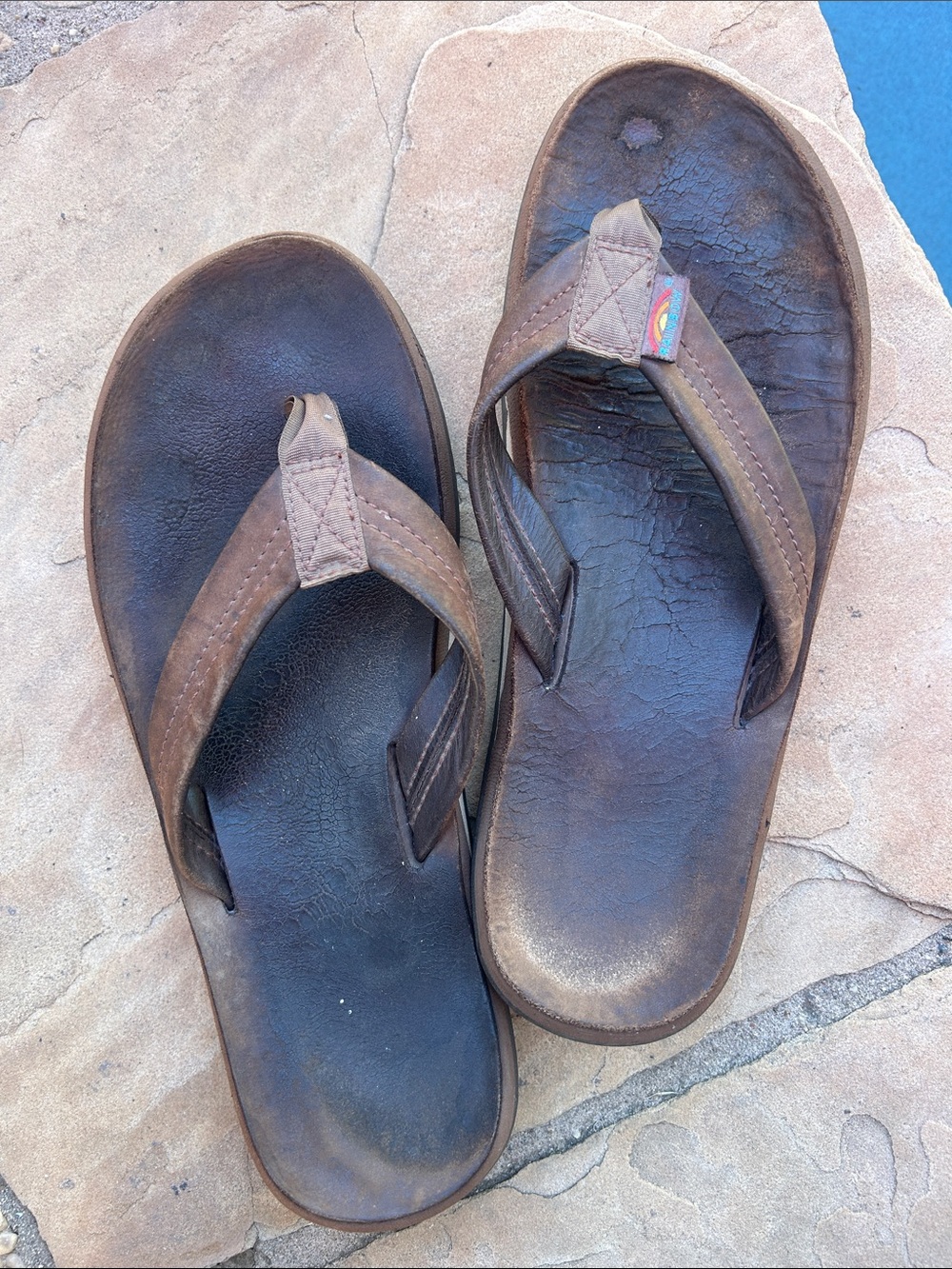 Men's Classic Rainbow Sandal Flip flops - pre loved and broken-in
